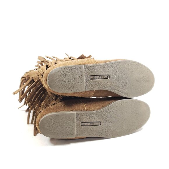 Minnetonka Womens Size 7 3-Layer Fringe Brown Suede Moccasin Boots - Picture 7 of 8